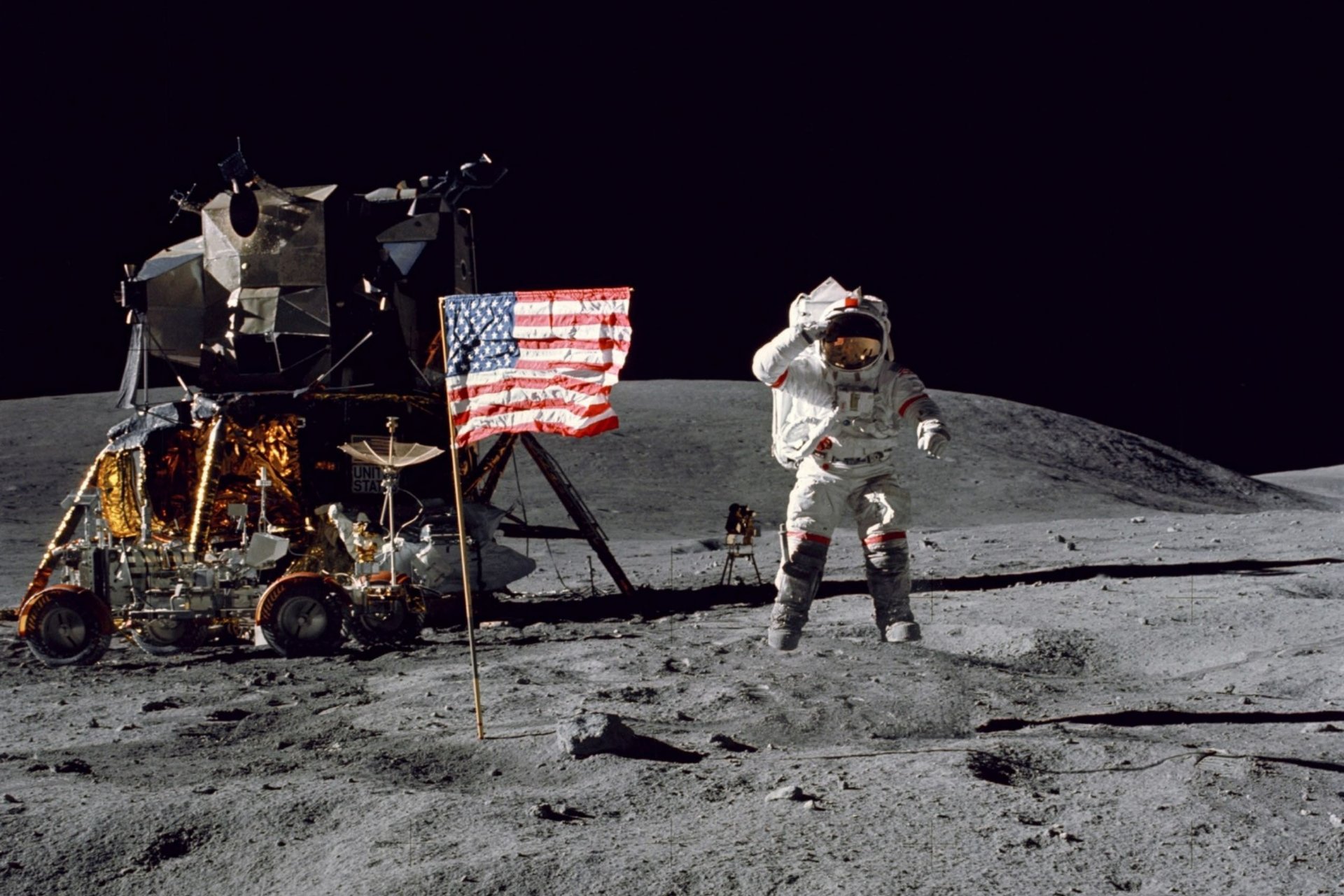 Apollo astronaut walking on the moon