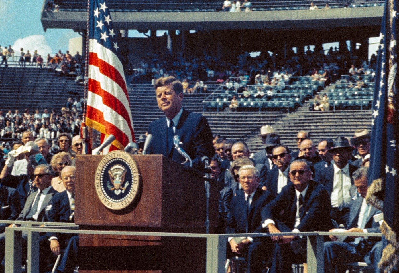 President Kennedy speaking at Rice