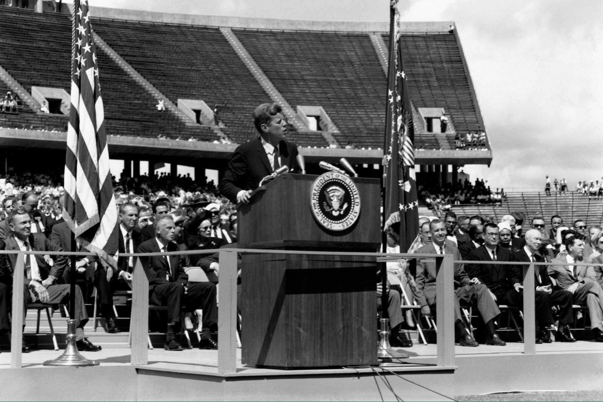 President Kennedy speaking at Rice University